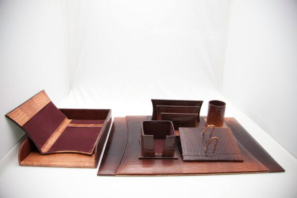 set de bureau artisanal cuir similicuir personnalise rabat casablanca 4