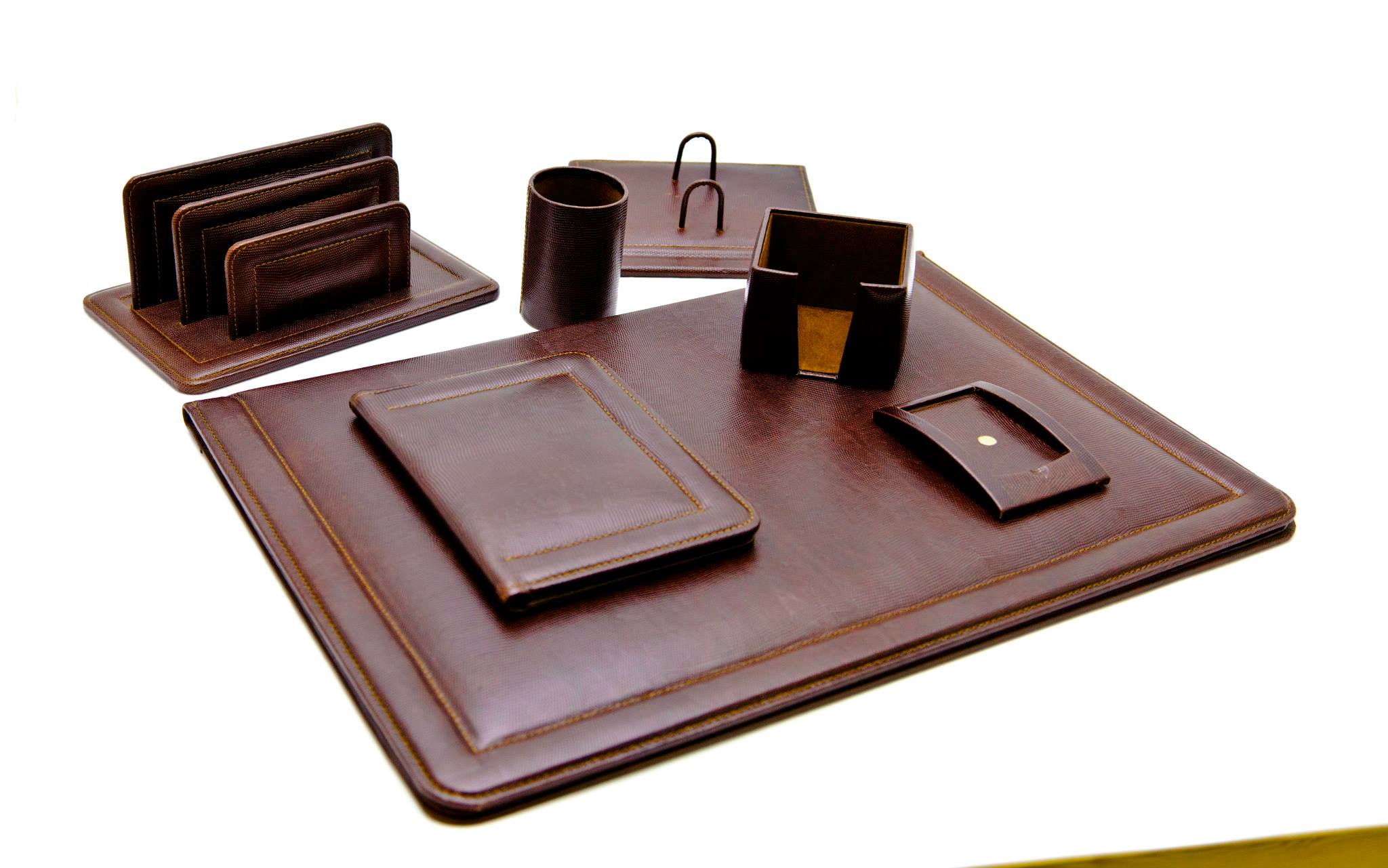 Set de bureau en cuir - NOIR - Set d'accessoires de bureau - 8 Accessoires  de